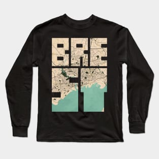 Brest, France City Map Typography - Vintage Long Sleeve T-Shirt